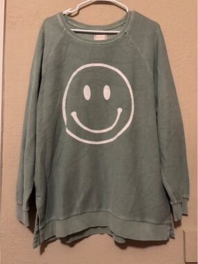 Altr’d State Light Green Smiley Face Long Sleeve Thermal Shirt, Size Large